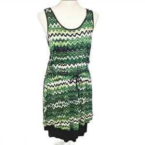 Kensie Green, Black and White  Quicksand Tank Dress Size M